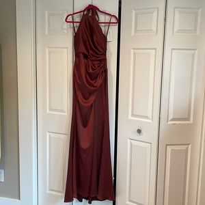 Brand new with tags. Revelry Fallon style dress in Cinnamon Rose Satin. Size 6